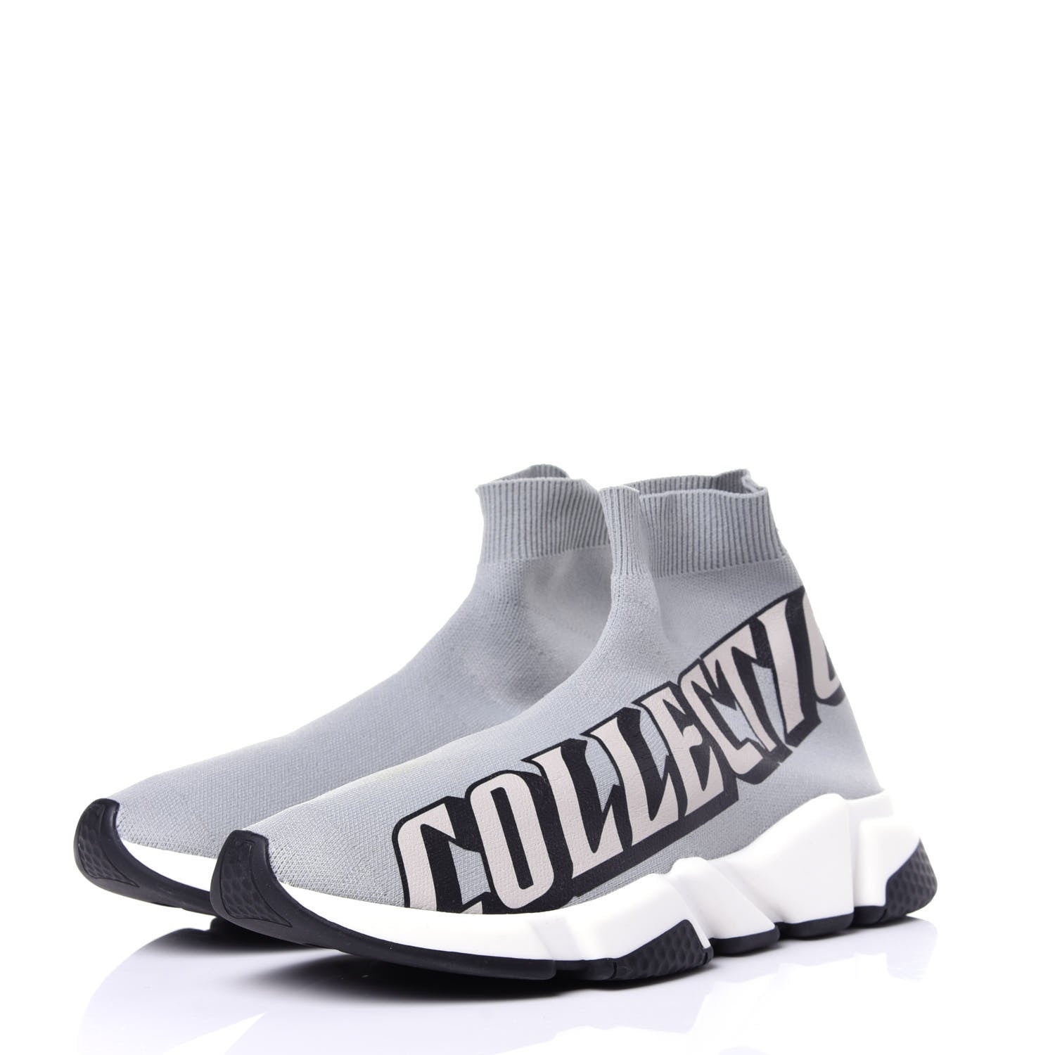 Balenciaga Neoprene Knit Europe Print Womens Speed Sneakers 40 Gris Jaune Black 4 of 9