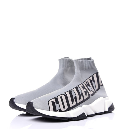 Balenciaga Neoprene Knit Europe Print Womens Speed Sneakers 40 Gris Jaune Black 4 of 9