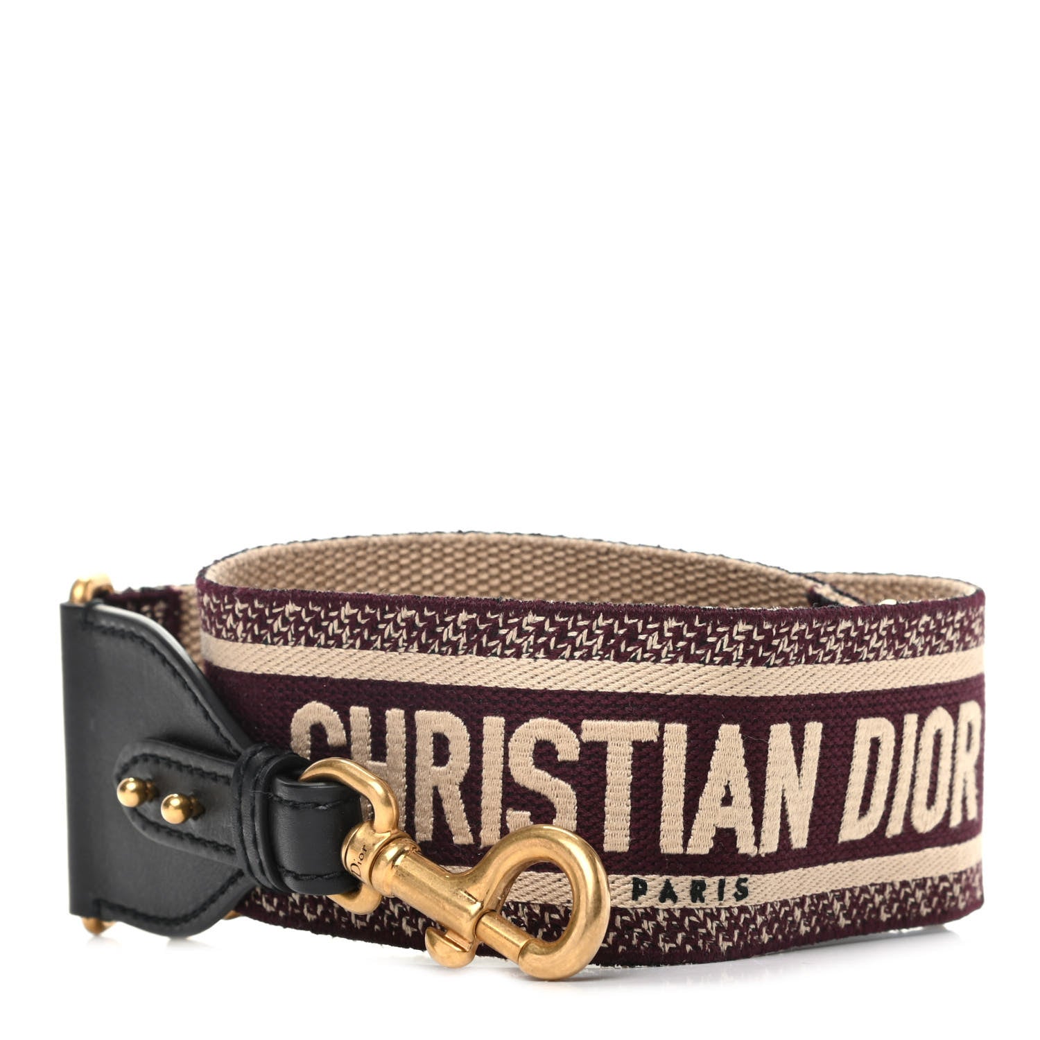 Christian Dior Canvas Embroidered Shoulder Strap Burgundy 1 of 4