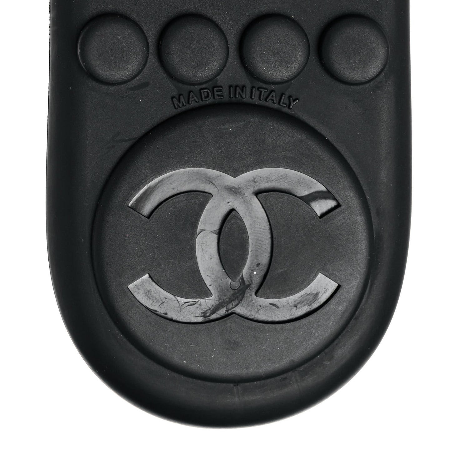 Lambskin CC Chain Thong Sandals 36 Black
