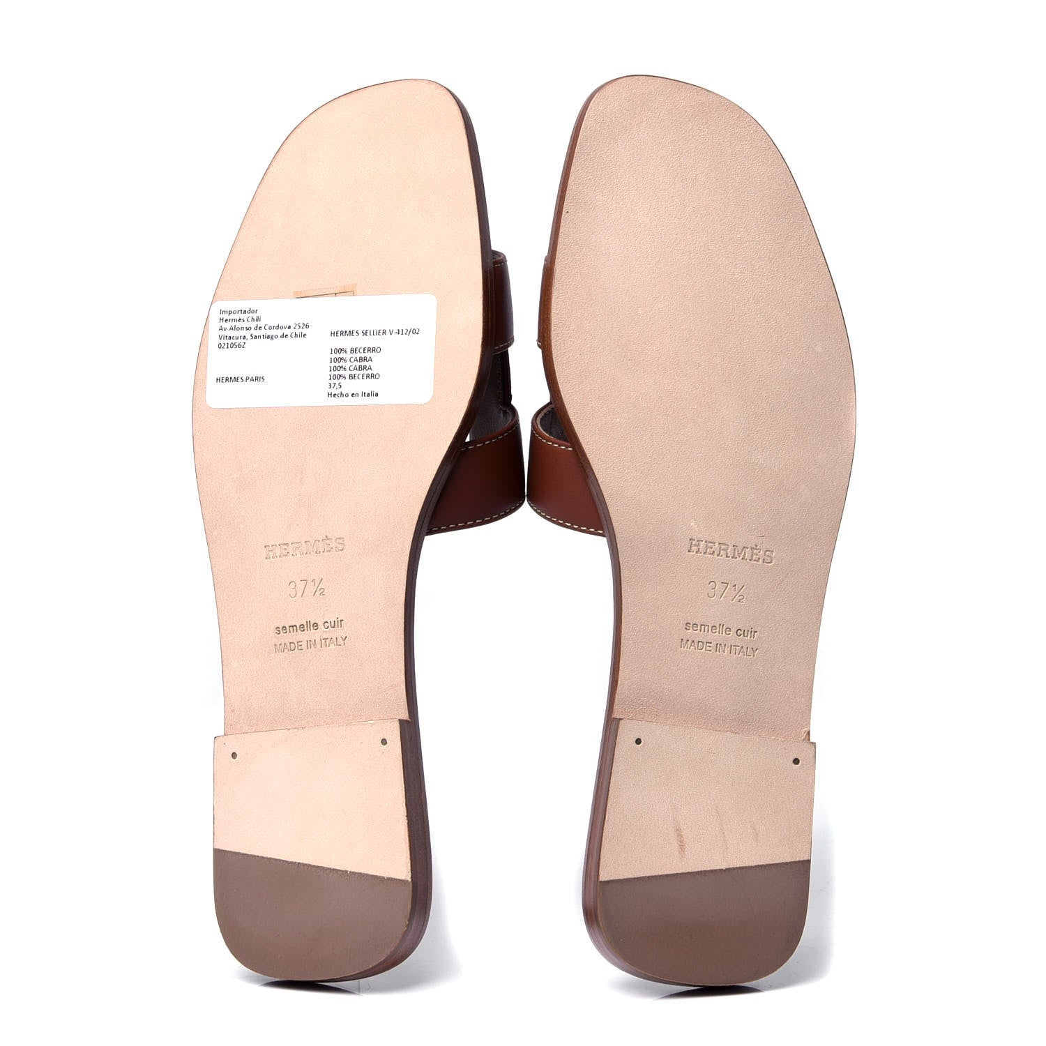 Hermes Box Calfskin Oran Sandals 37.5 Gold 5 of 6