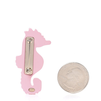 Chanel Glittered Resin Sea Horse Brooch Green Pink 2 of 3