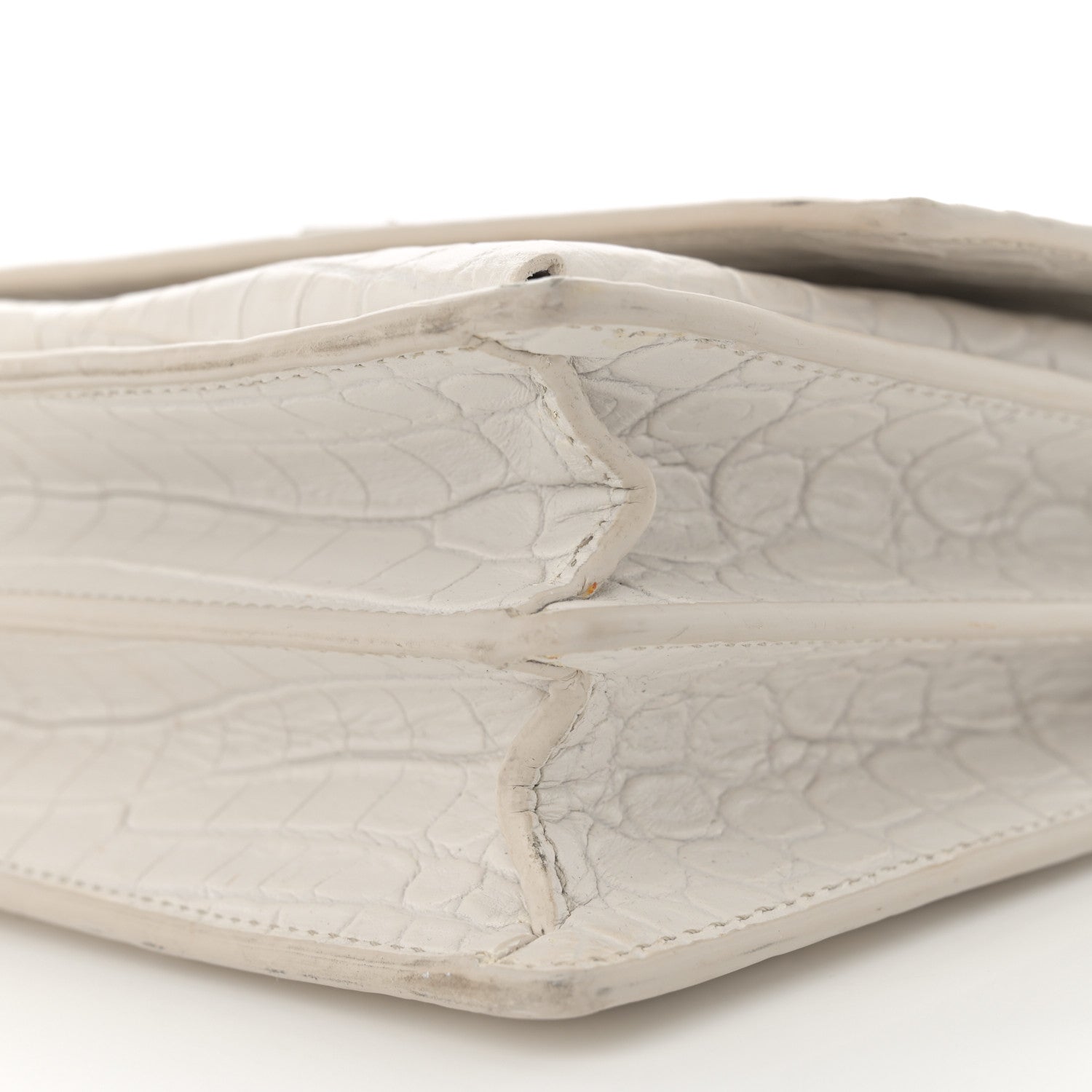 Saint Laurent Calfskin Crocodile Embossed Medium Monogram Sunset Blanc Vintage 10 of 17