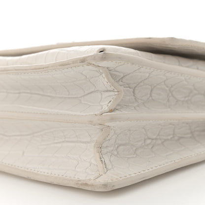 Saint Laurent Calfskin Crocodile Embossed Medium Monogram Sunset Blanc Vintage 10 of 17