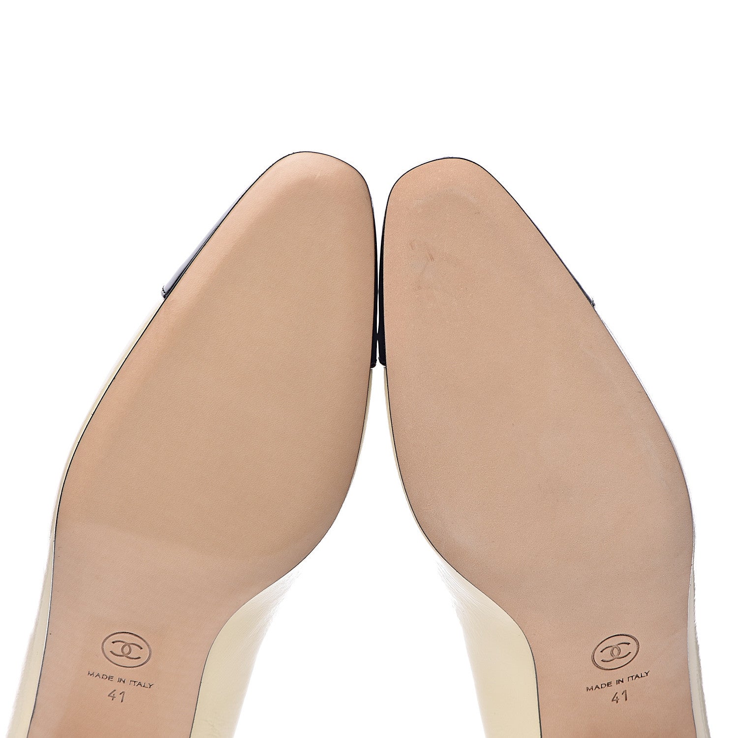 Chanel Patent Calfskin CC Cap Toe Low Heel Pumps 41 White Black 15 of 16