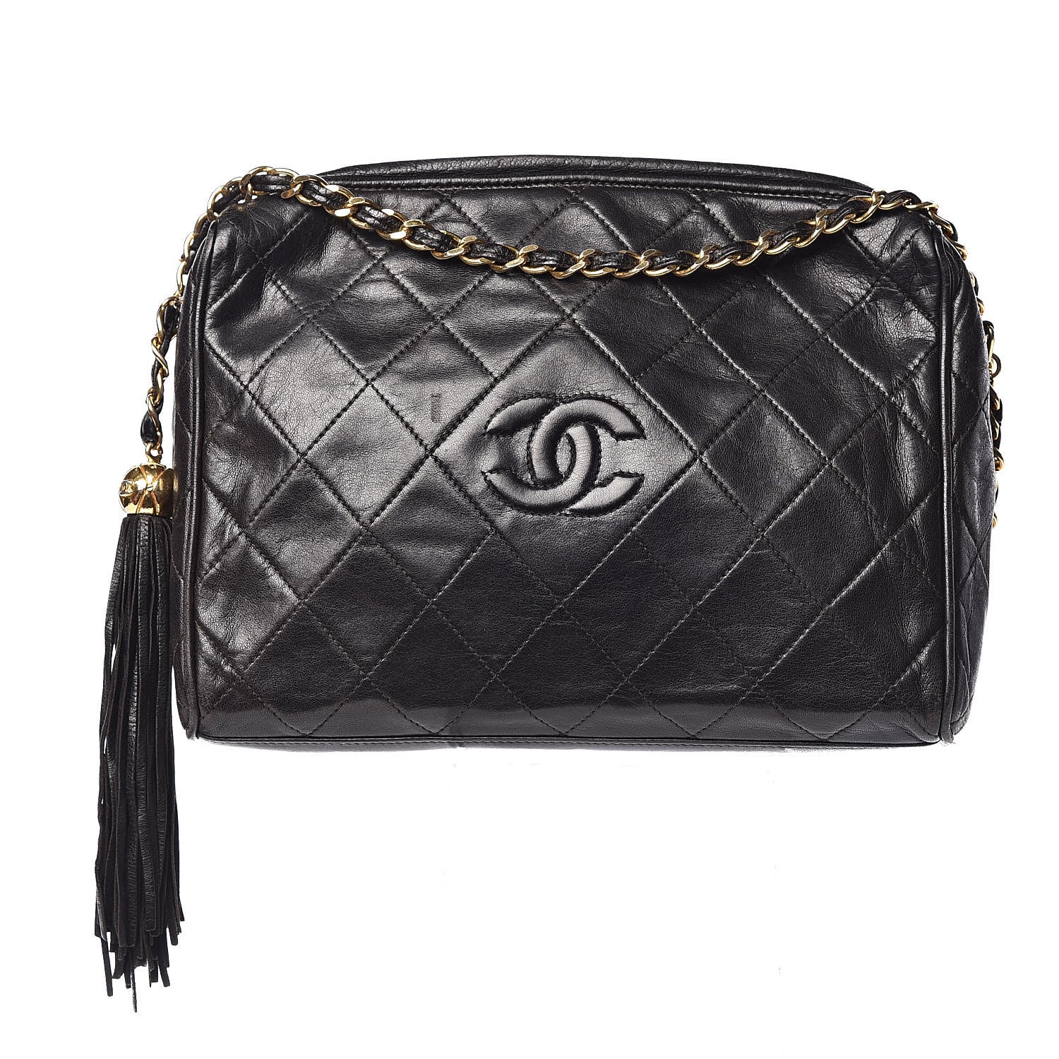 Chanel Lambskin Quilted CC Tassel Camera Case Black 1 of 19
