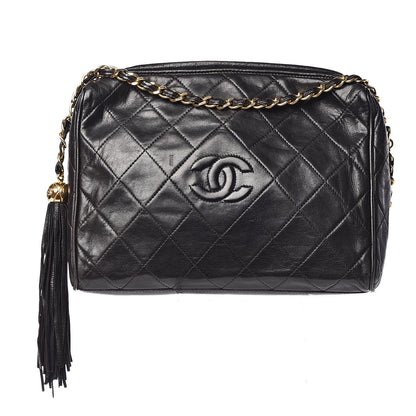 Chanel Lambskin Quilted CC Tassel Camera Case Black 1 of 19