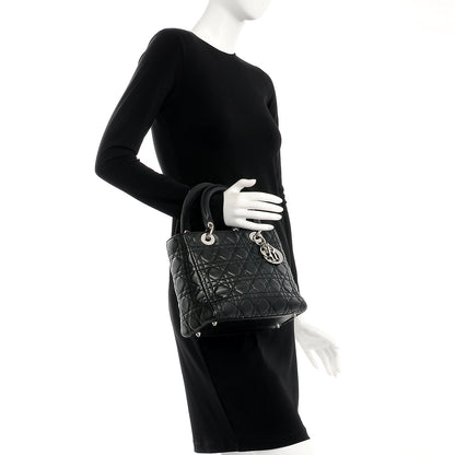 Christian Dior Lambskin Cannage Medium Lady Dior Black 2 of 7
