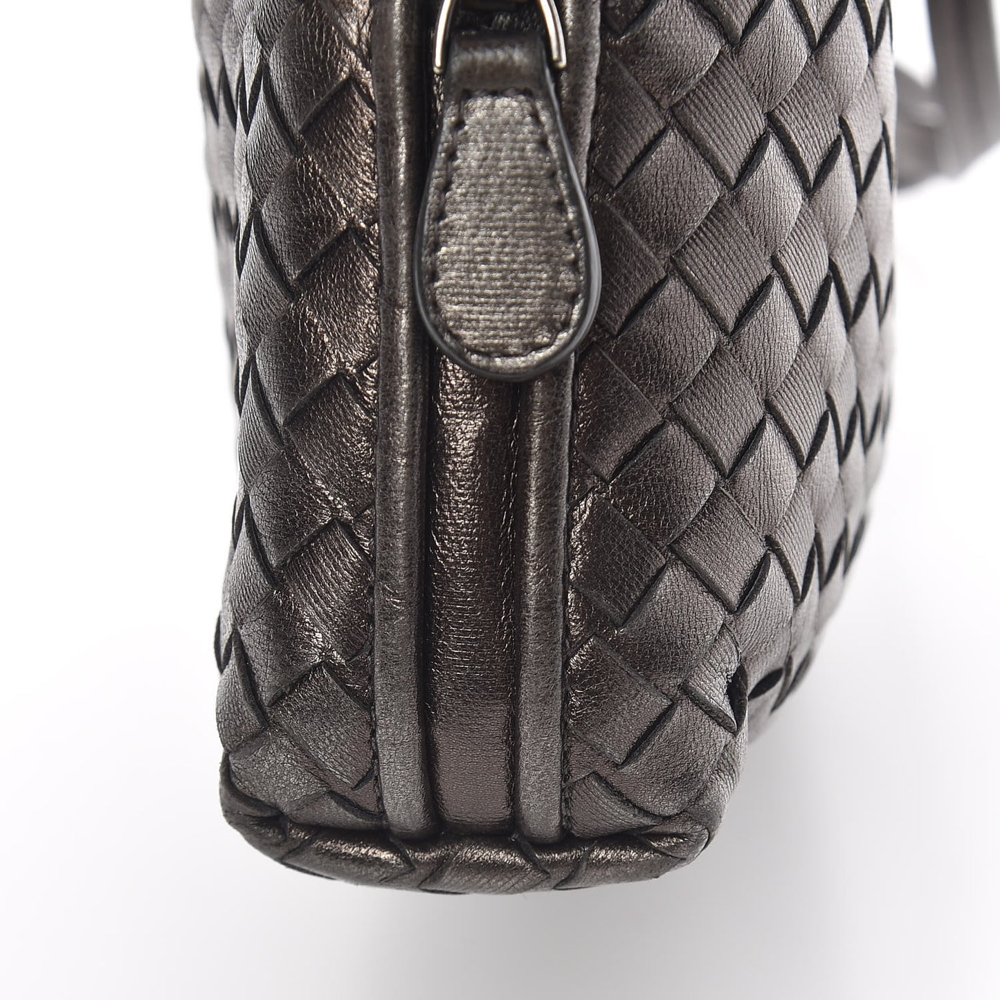 Metallic Nappa Intrecciato Nodini Crossbody Messenger Bronze