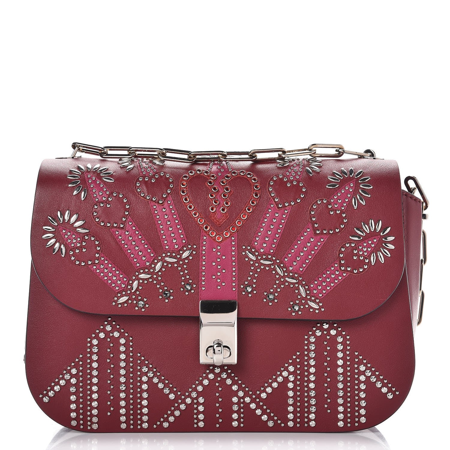 Valentino Garavani Vitello Loveblade Embellished Chain Flap Bag Rubino 1 of 6