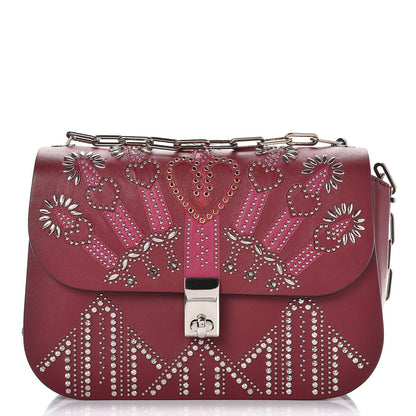 Valentino Garavani Vitello Loveblade Embellished Chain Flap Bag Rubino 1 of 6