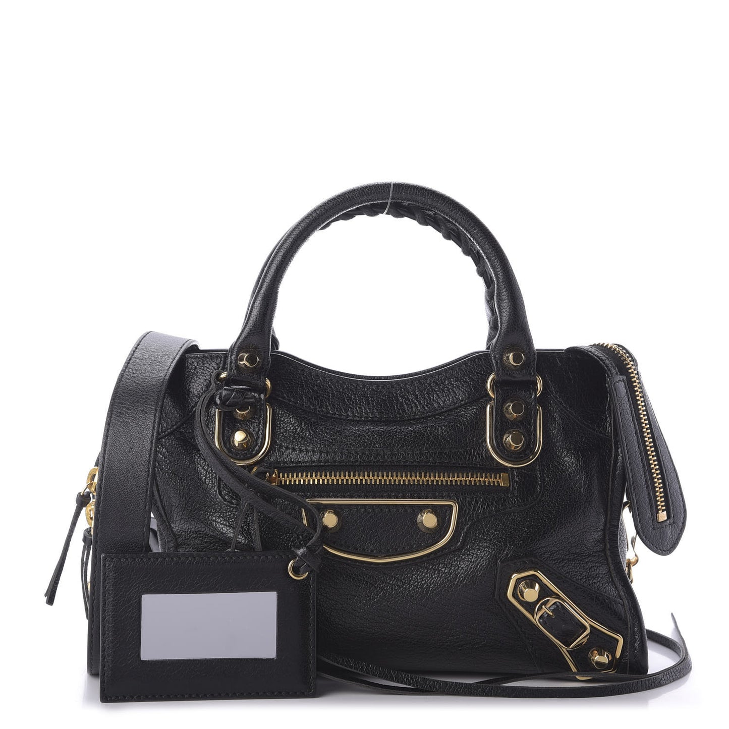 Chevre Gold Metallic Edge Hardware Mini City Black