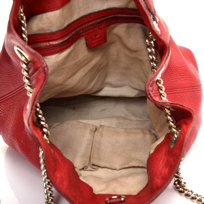 Gucci Pebbled Calfskin Medium Soho Chain Shoulder Bag Tabasco Red 5 of 13