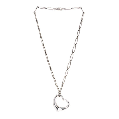 Tiffany Sterling Silver 35mm Elsa Peretti Open Heart Link Pendant Necklace 2 of 6