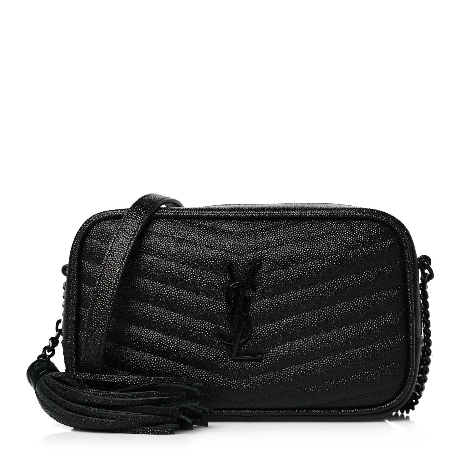 Saint Laurent Grain De Poudre Matelasse Monochrome Monogram Mini Lou Camera Bag Black 1 of 9