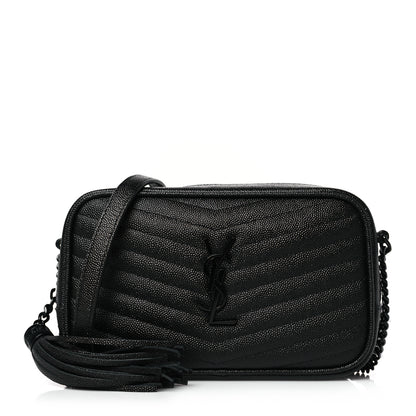 Saint Laurent Grain De Poudre Matelasse Monochrome Monogram Mini Lou Camera Bag Black 1 of 9