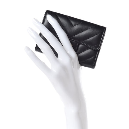 Chanel Lambskin Chevron Quilted Flap Card Holder Black 2 of 12