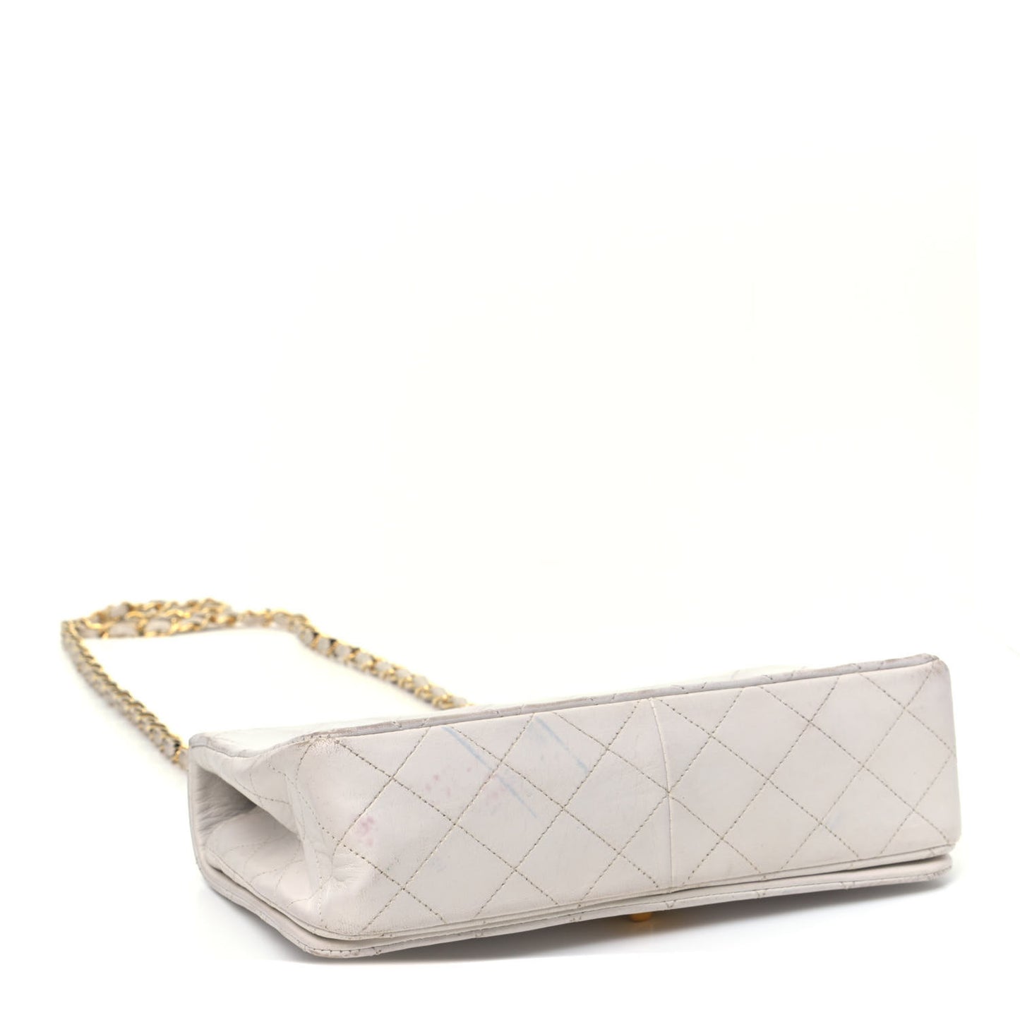 Lambskin Quilted Small Single Flap White
