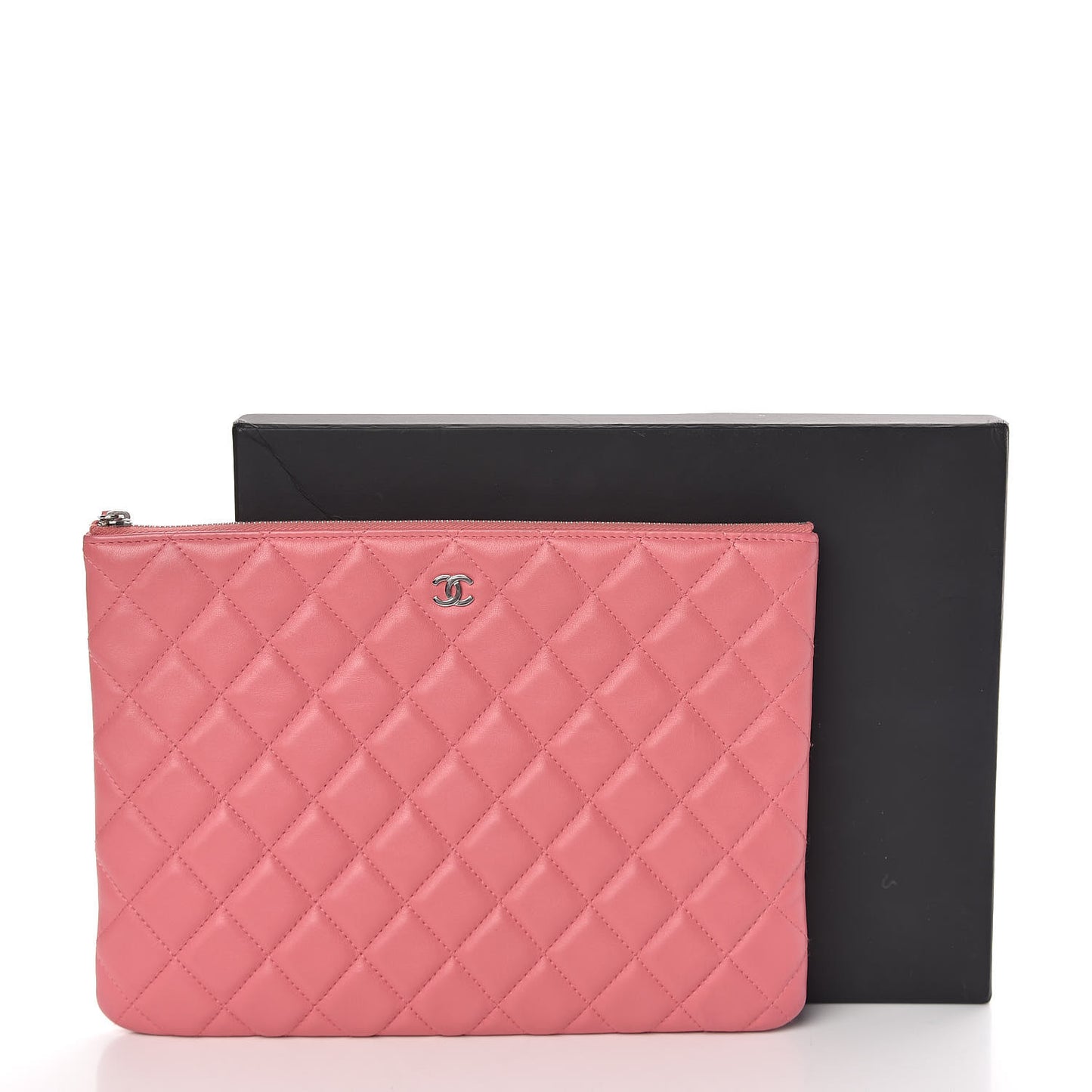 Lambskin Quilted Medium Cosmetic Case Pink