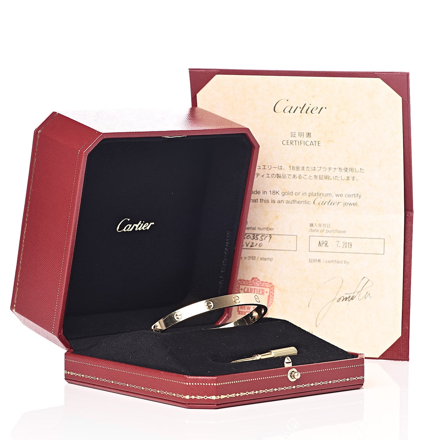 18K Yellow Gold LOVE Bracelet 19