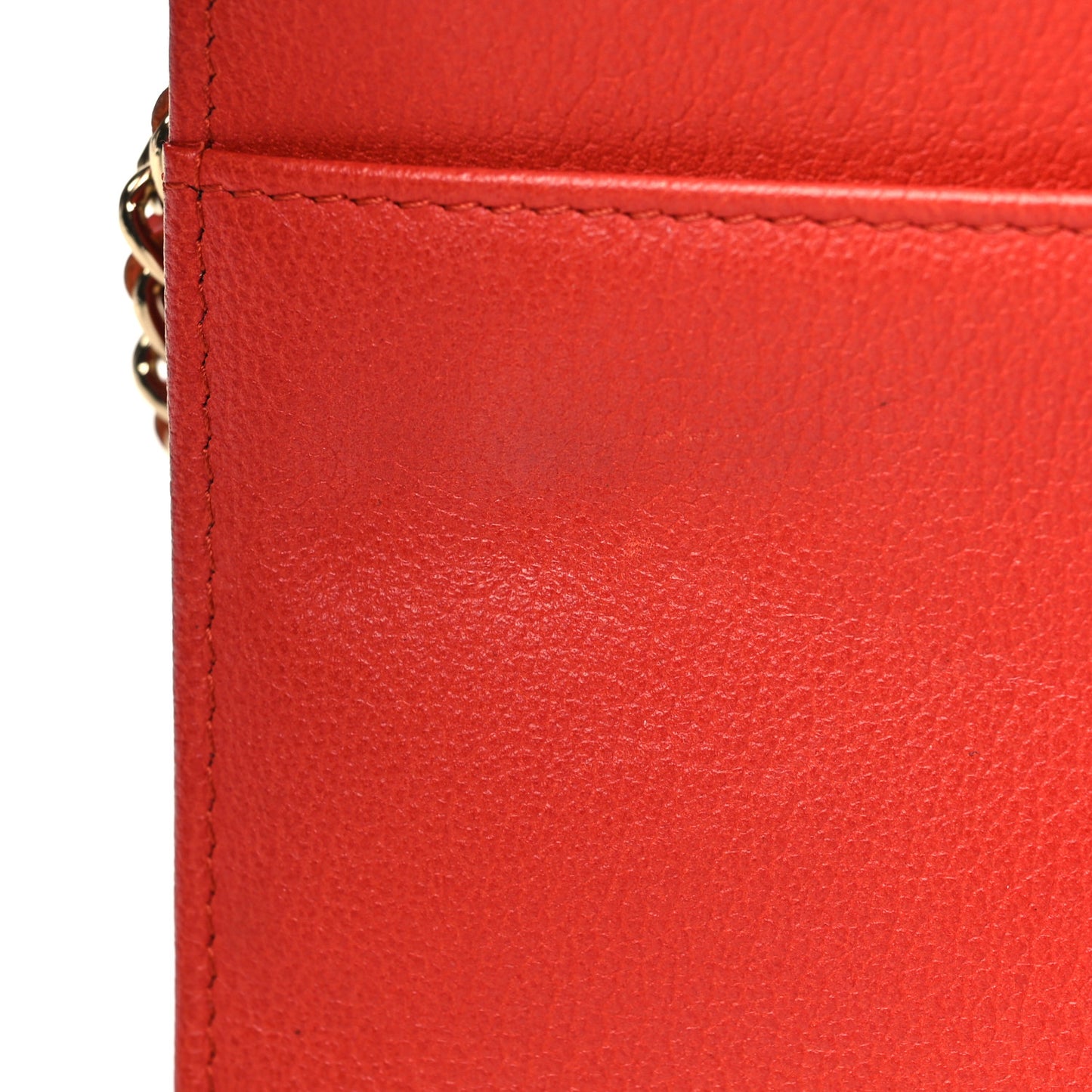 Goatskin Camellia CC Wallet On Chain WOC Orange