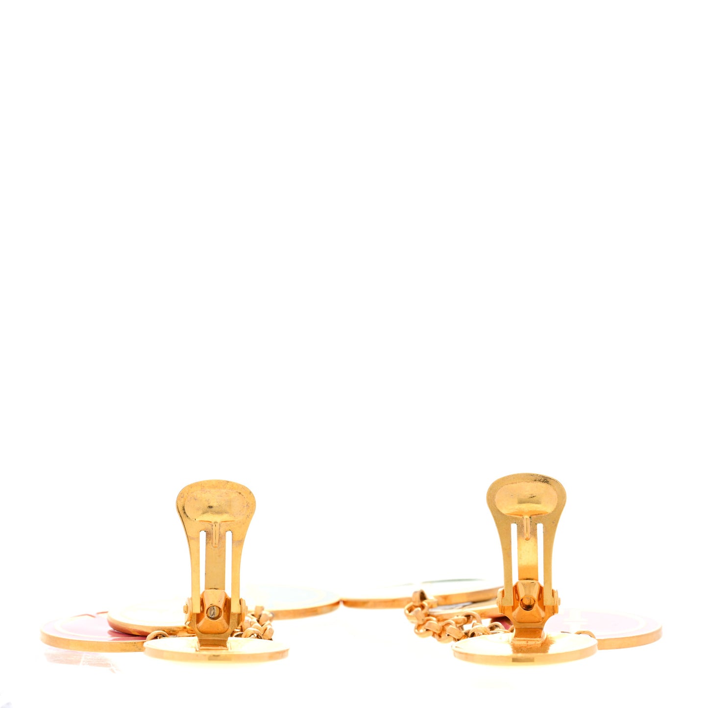 Metal Enamel GG Logo Charms Drop Clip On Earrings Multicolor