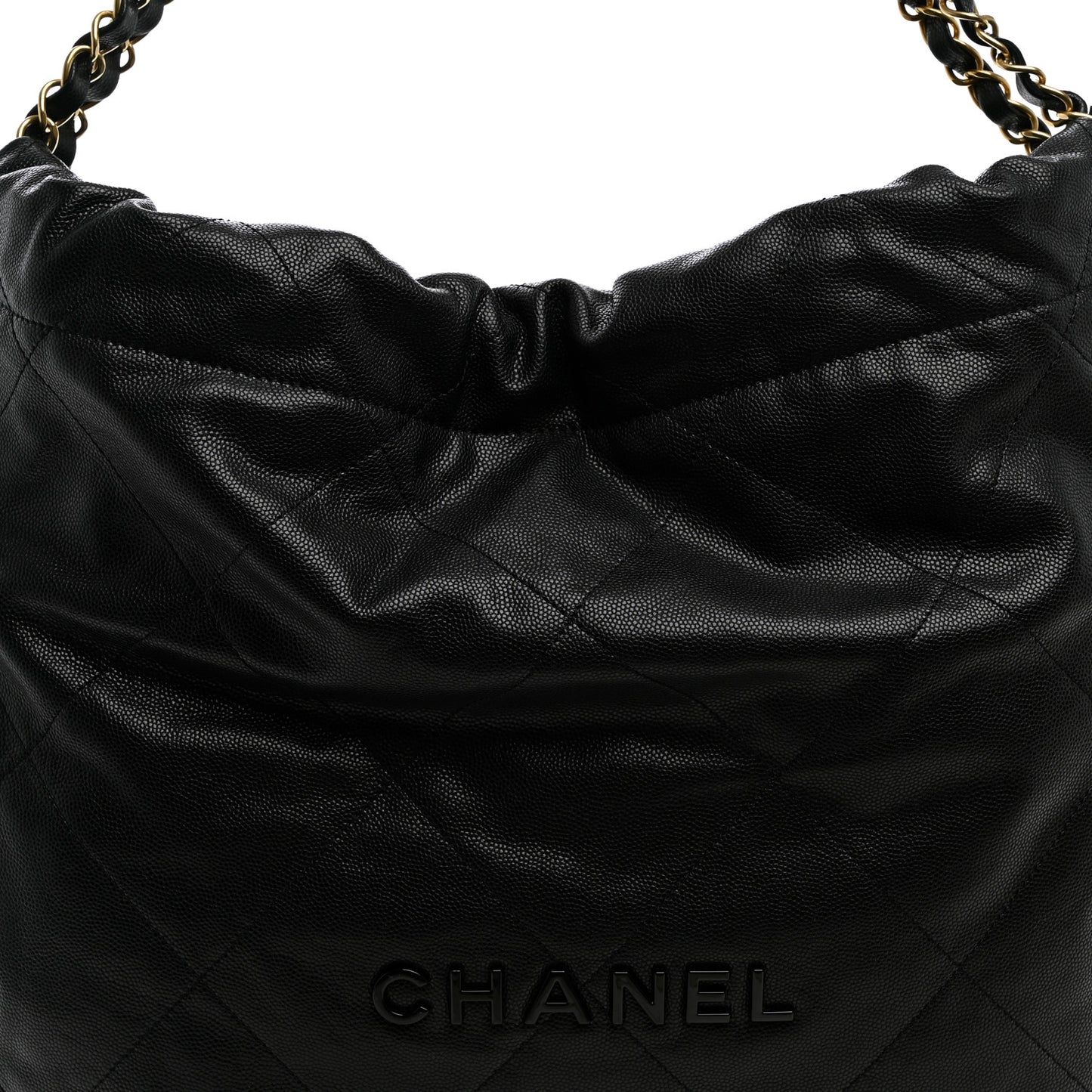 Shiny Caviar Quilted Monochrome Chanel 22 Black