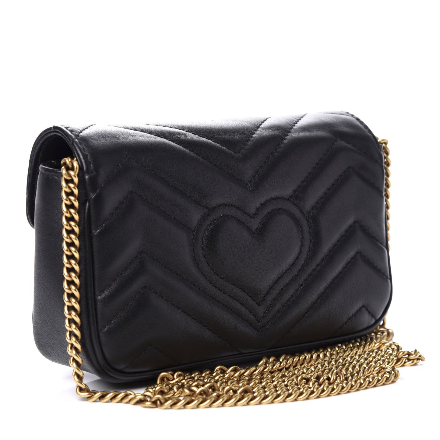 Calfskin Matelasse Super Mini GG Marmont Shoulder Bag Black