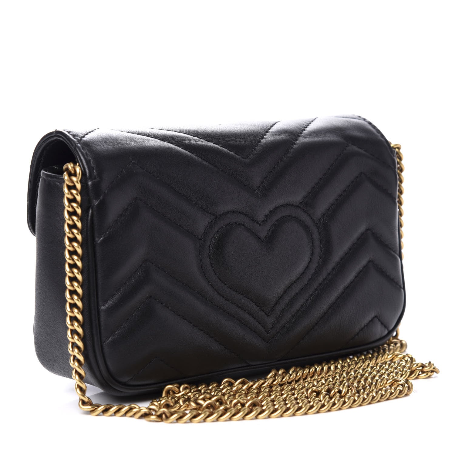 Gucci Calfskin Matelasse Super Mini GG Marmont Shoulder Bag Black 3 of 9
