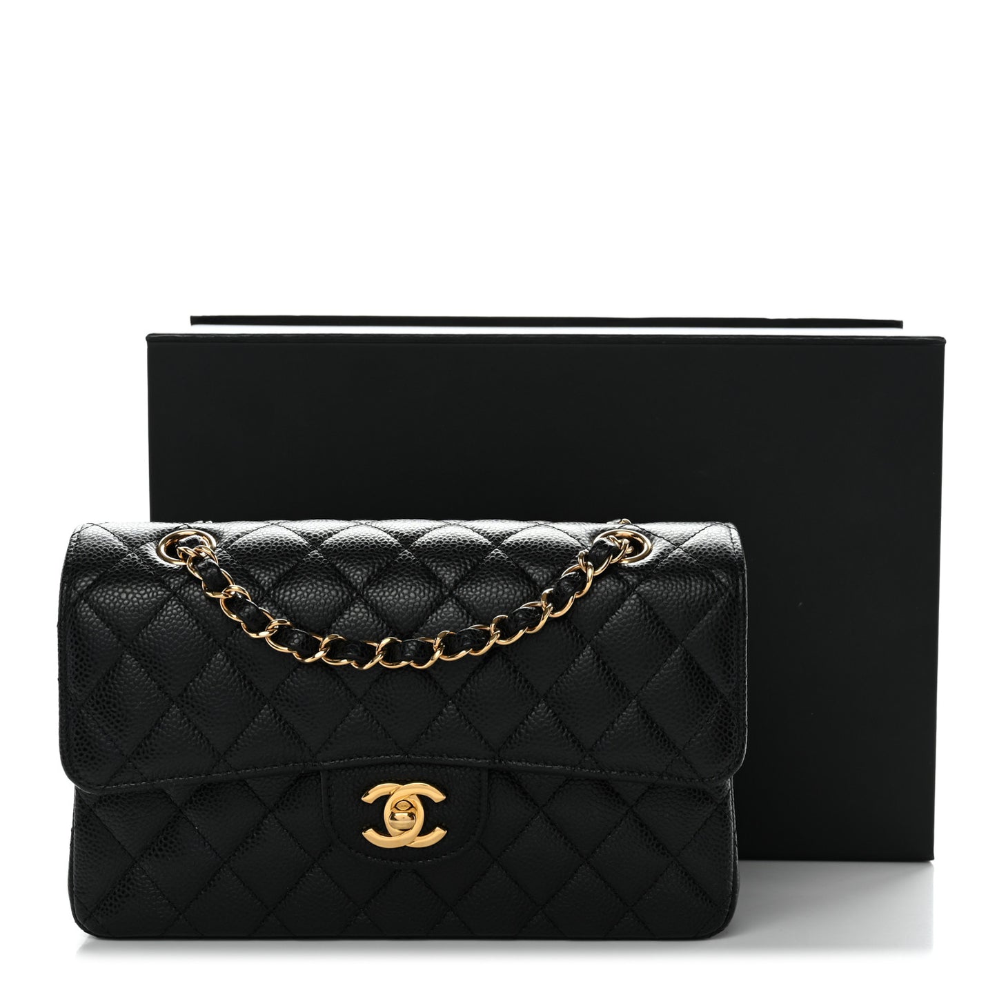 Caviar Quilted Small Double Flap Black