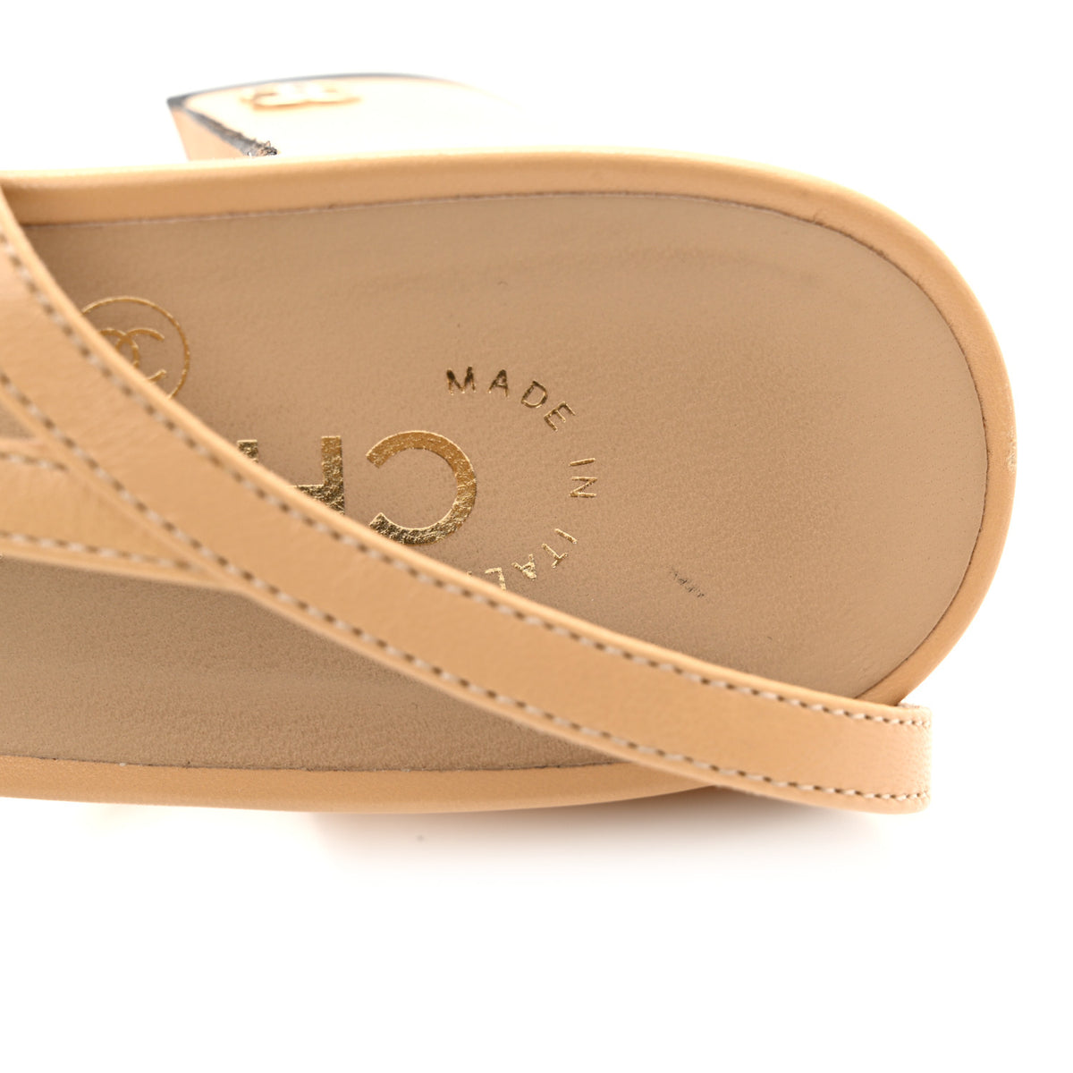 Goatskin Grosgrain Cap Toe CC Slingback Pumps 39 Beige Black