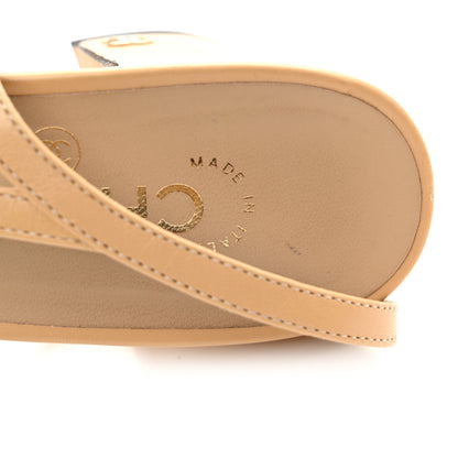 Chanel Goatskin Grosgrain Cap Toe CC Slingback Pumps 39 Beige Black 11 of 11