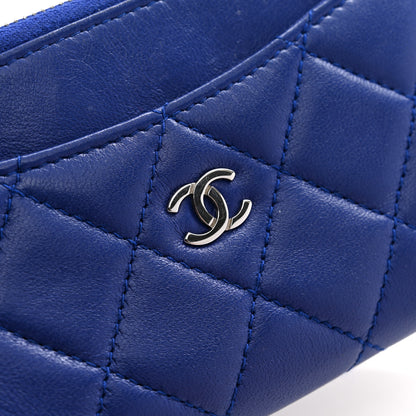 Chanel Lambskin Quilted CC Zip Around Card Holder Blue 8 of 9