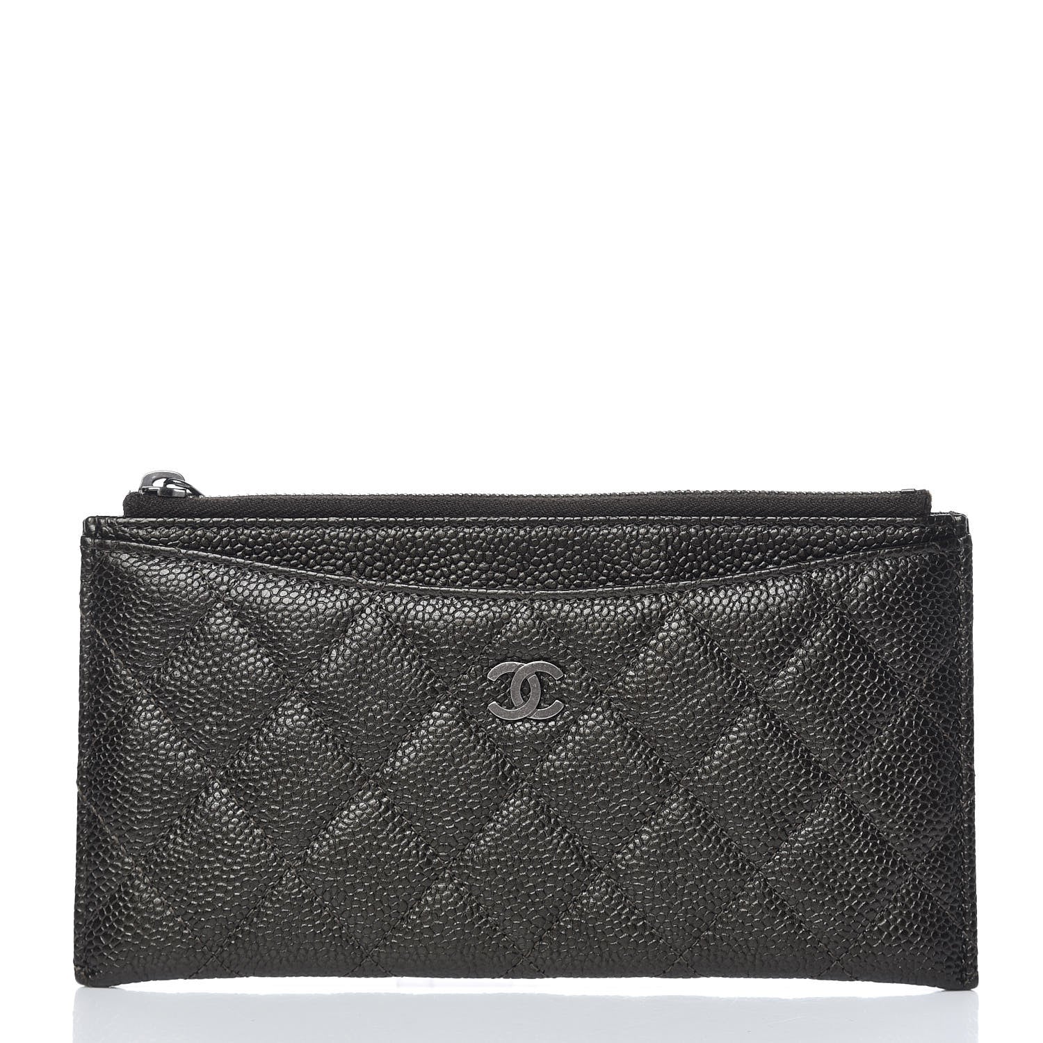 Chanel Caviar Quilted Classic Zip Pouch Dark Green 1 of 8