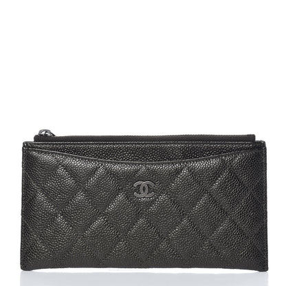 Chanel Caviar Quilted Classic Zip Pouch Dark Green 1 of 8