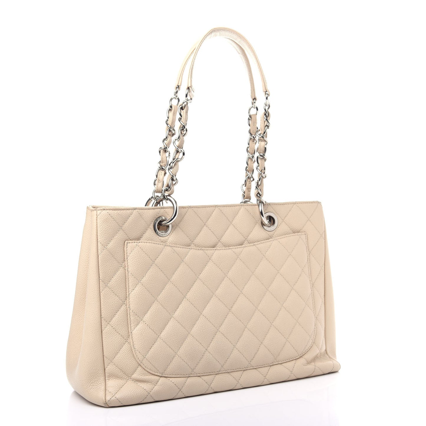 Caviar Quilted Grand Shopping Tote GST Beige Clair