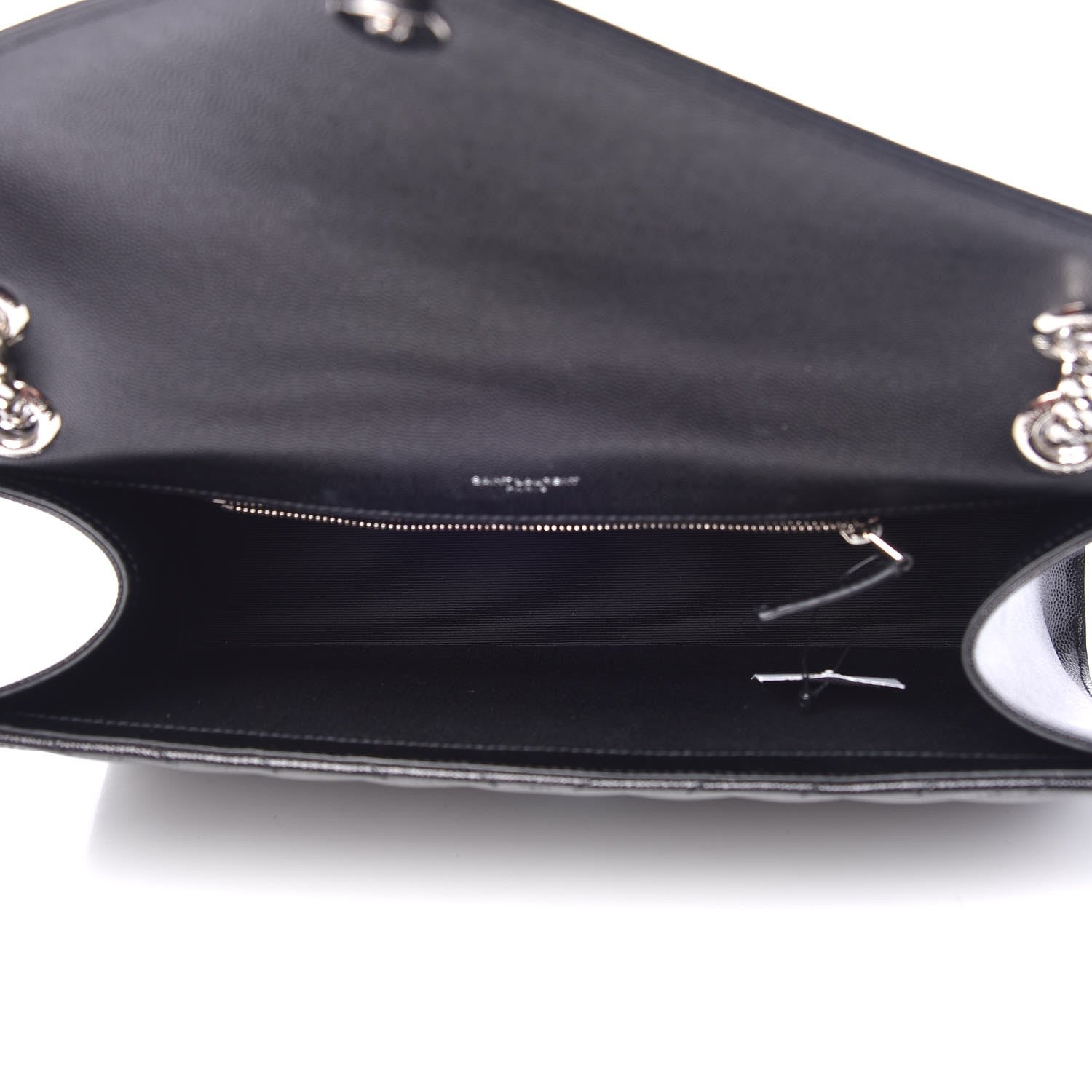 Saint Laurent Grain De Poudre Matelasse Chevron Large Monogram Satchel Black 6 of 8
