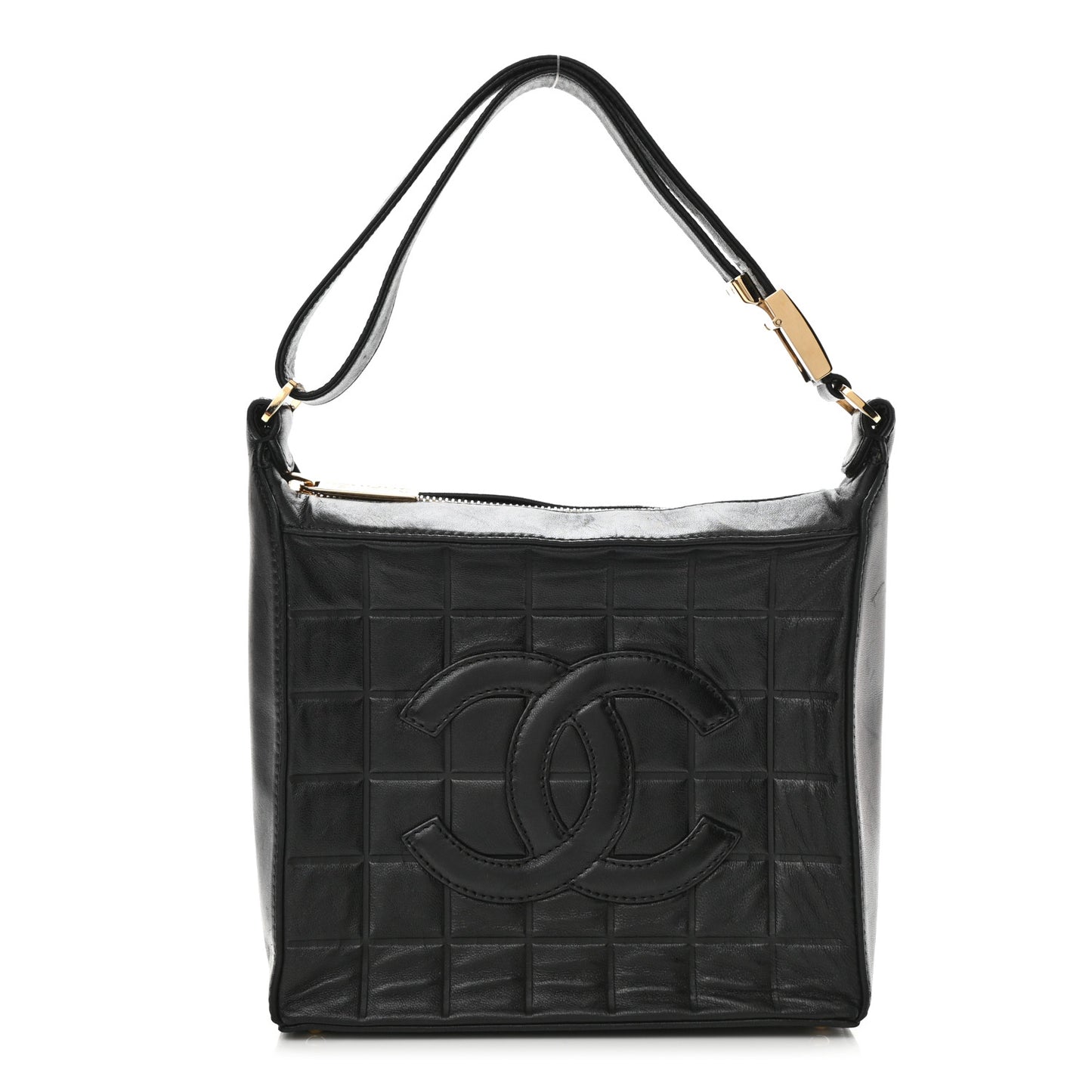 Lambskin Quilted Small Chocolate Bar Shoulder Bag Black