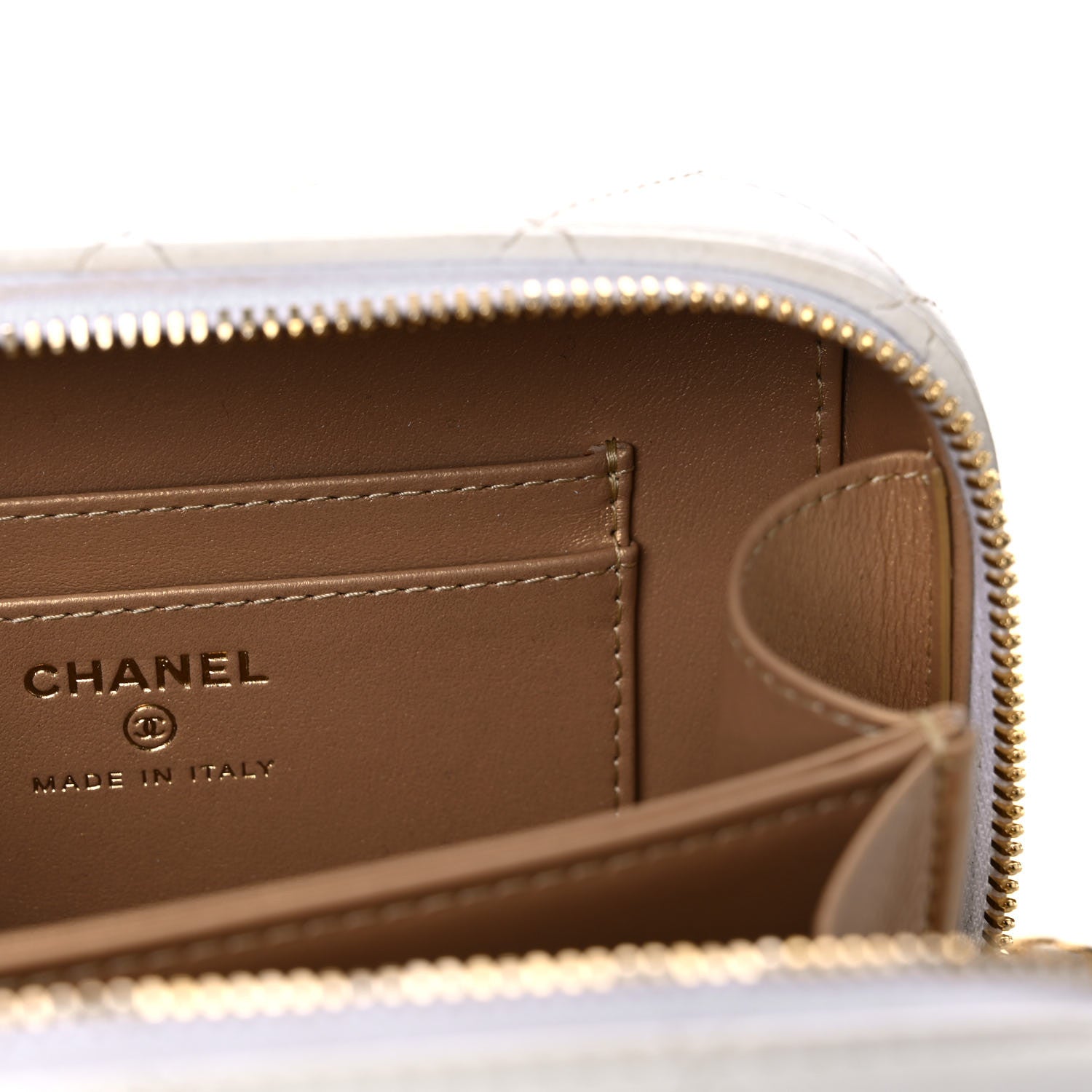 Chanel Lambskin Quilted Golden Plate Clutch With Chain White 13 of 20