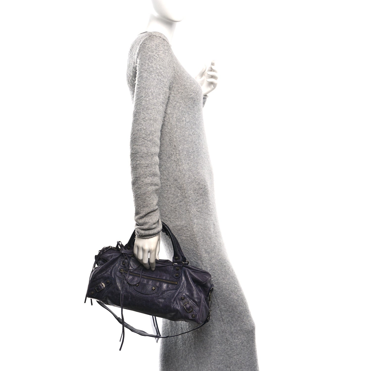 Balenciaga Agneau Classic Hardware Twiggy  Eggplant 2 of 13