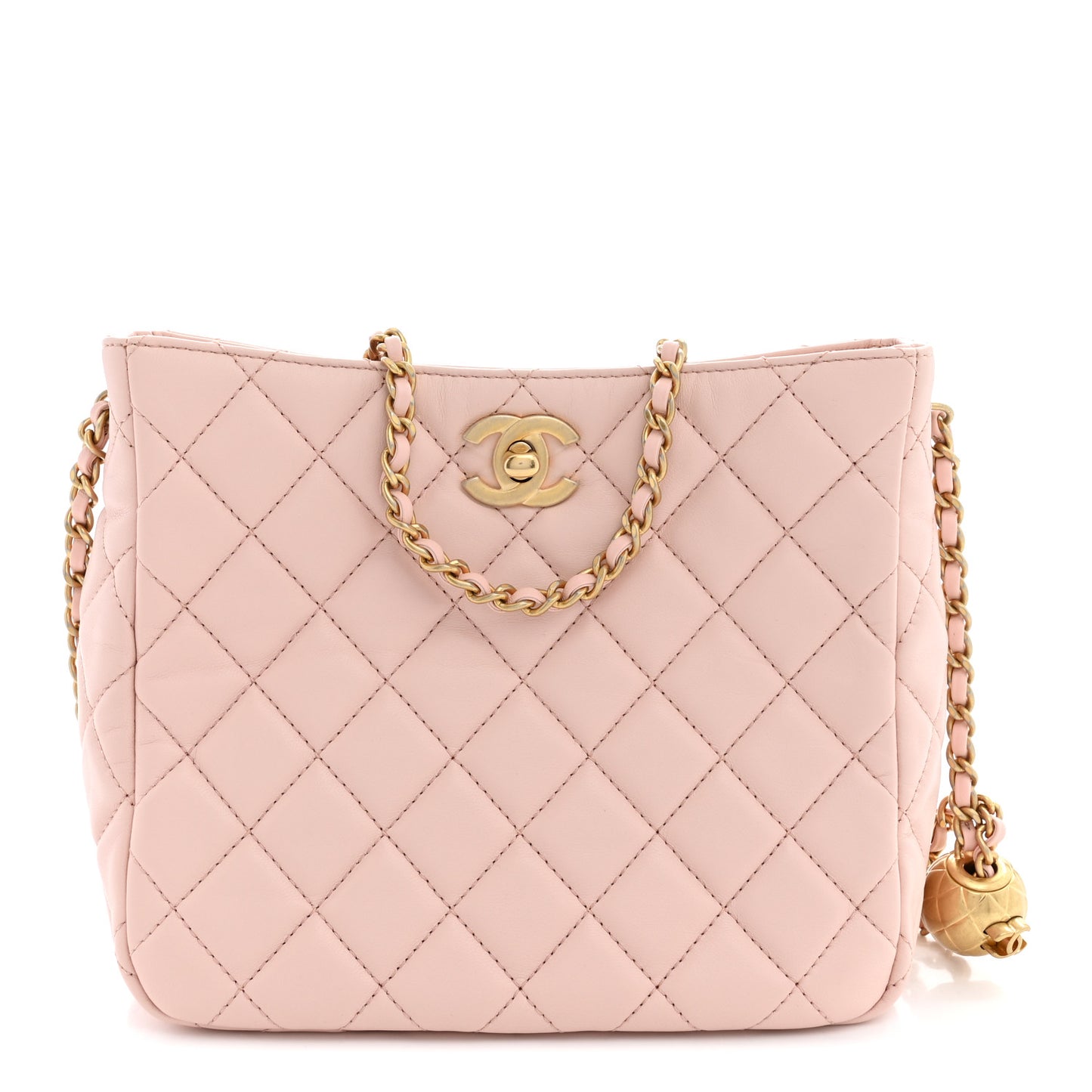 Lambskin Quilted Small Pearl Crush Hobo Light Pink