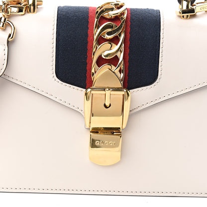 Gucci Calfskin Mini Sylvie Top Handle Bag White 10 of 11