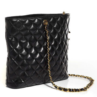 Chanel Lambskin Quilted CC Shopping Tote Black 3 of 9