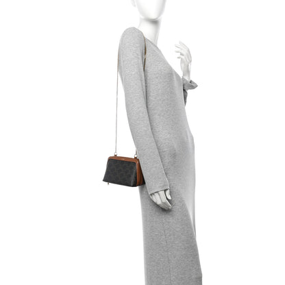Celine Triomphe Canvas Lambskin Clutch On Chain Tan 2 of 10