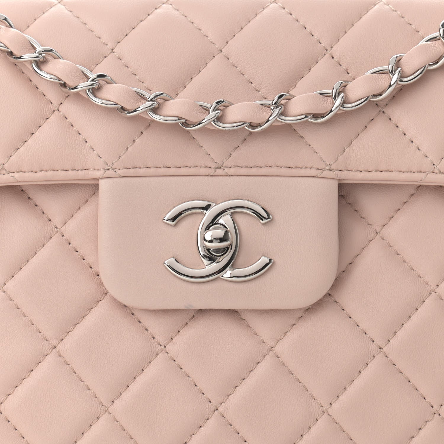 Chanel Lambskin Quilted Jumbo Chanel by 4 Flap Light Beige 8 of 15