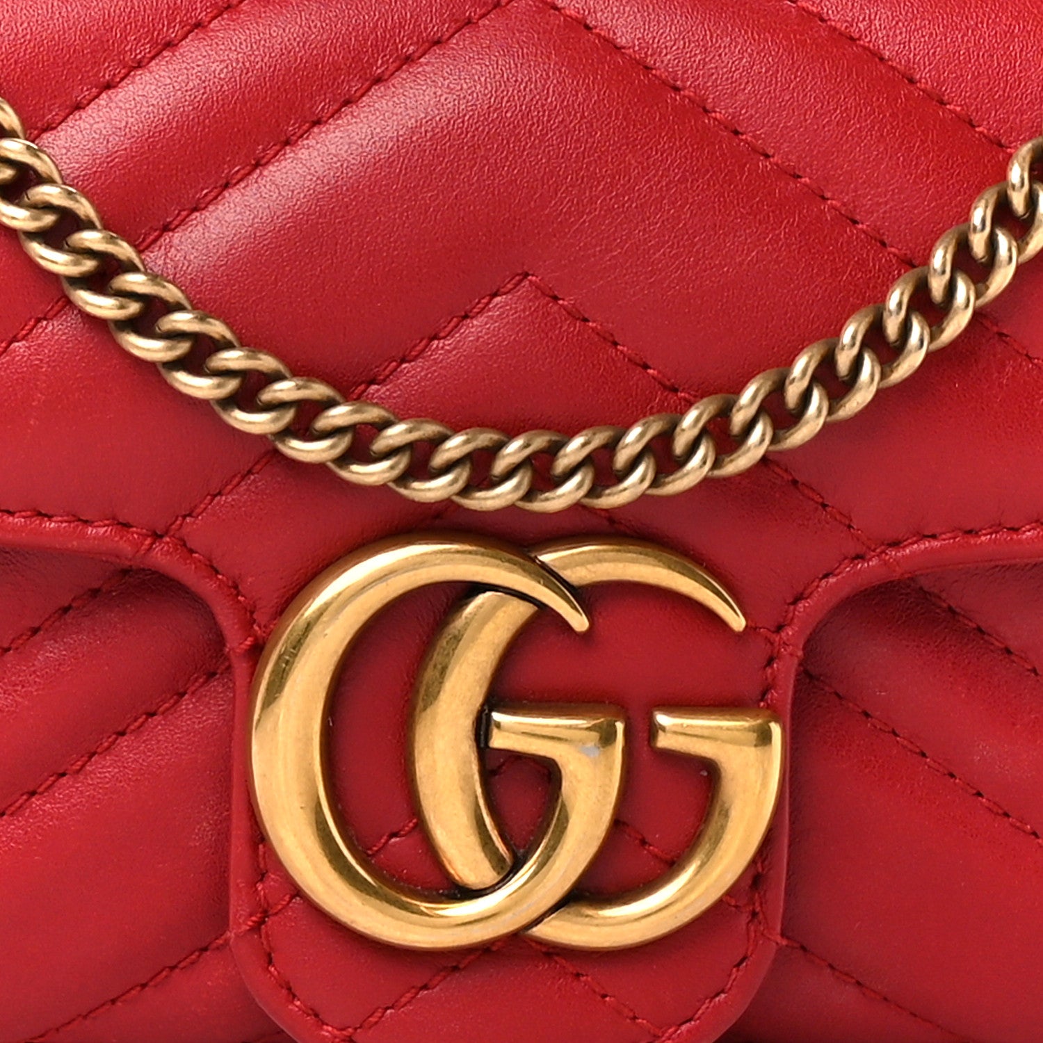 Gucci Calfskin Matelasse Super Mini GG Marmont Shoulder Bag Hibiscus Red 8 of 11