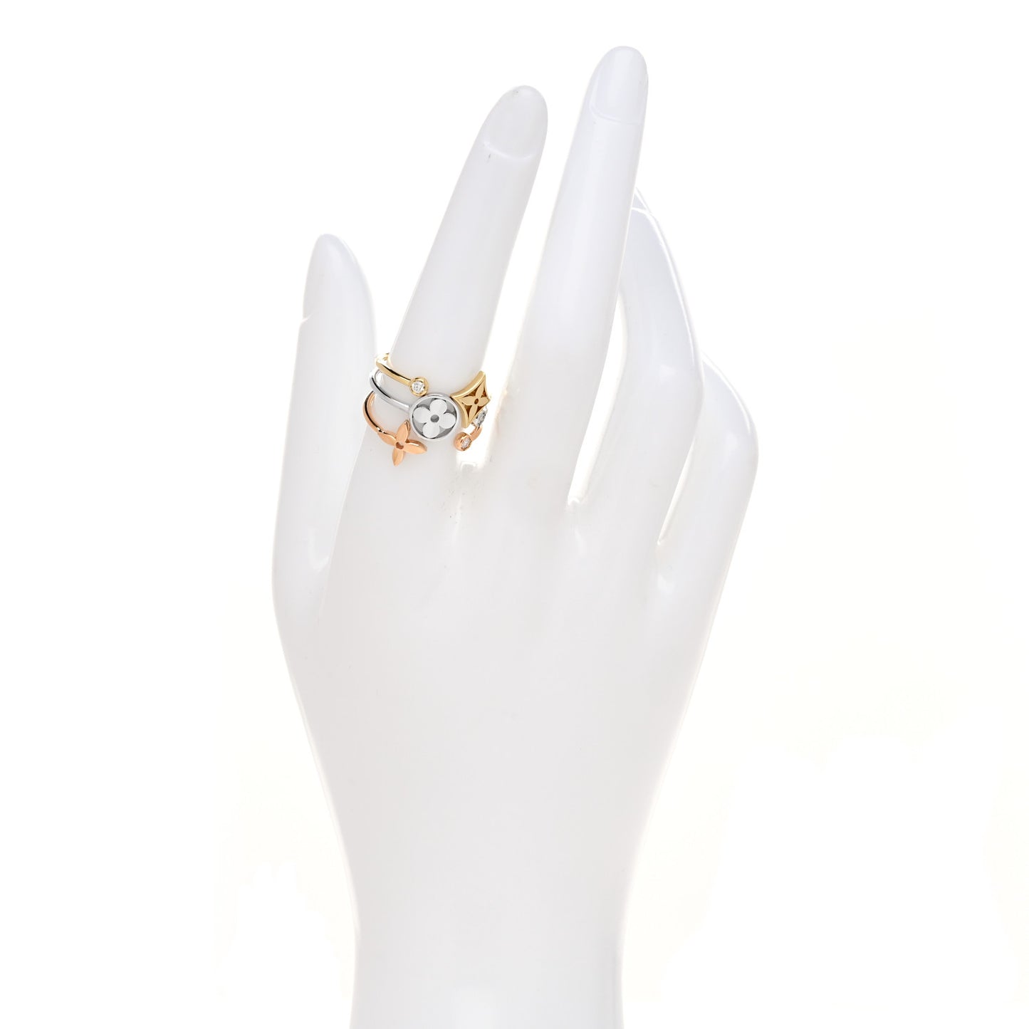 18K Yellow Pink White Gold Diamond Idylle Blossom Ring 3 Set 55 7.25