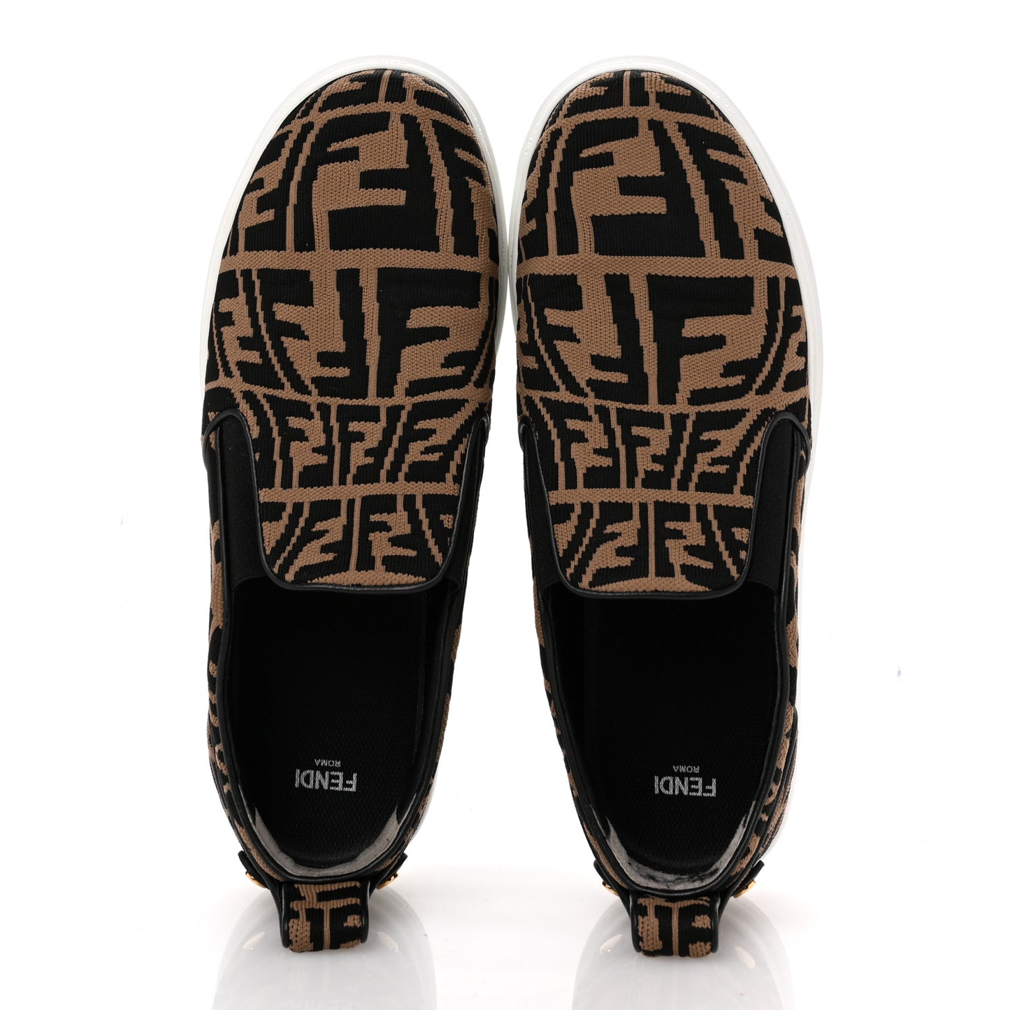 X SARA COLEMAN Canvas FF Vertigo Embroidered Womens Rise Slip On Sneakers 41 Tobacco Black