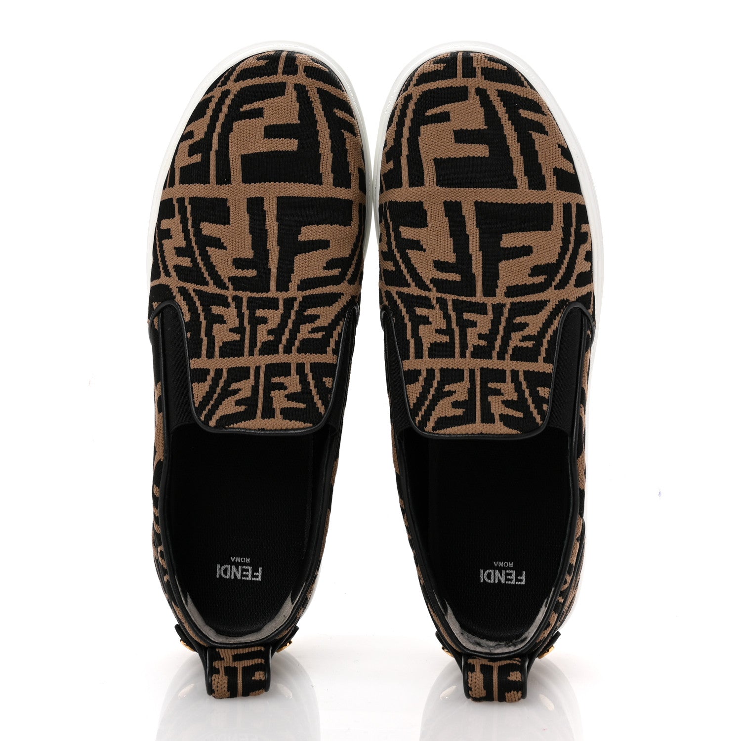 Fendi X SARA COLEMAN Canvas FF Vertigo Embroidered Womens Rise Slip On Sneakers 41 Tobacco Black 2 of 11