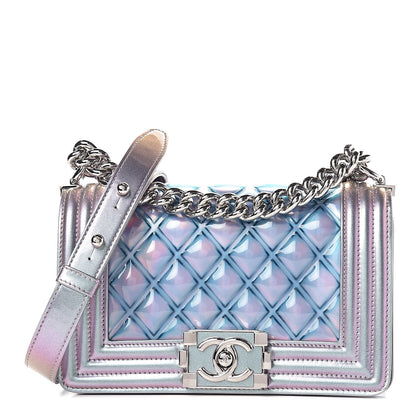 Chanel Iridescent Patent Calfskin PVC Quilted Small Boy Flap Light Purple 1 of 11